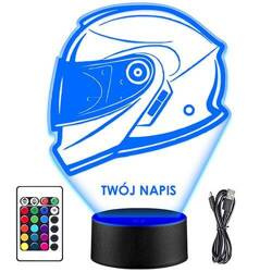 LAMPKA NOCNA LED KASK MOTOCYKLISTA 3D + PILOT prezent URODZINY statuetka