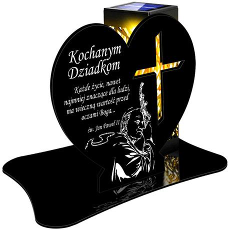 ZNICZ SOLARNY LED WIECZNY PODSTAWKA NA CMENTARZ GRÓB lampka Serce 3D DLA DZIADKÓW