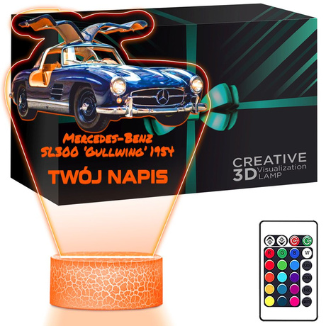 LAMPKA NOCNA LED 3D AUTO Mercedes-Benz SL 300 prezent dla dziecka URODZINY statuetka + pilot
