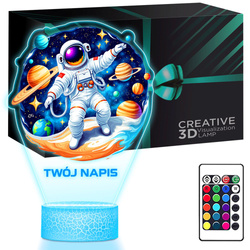 LAMPKA NOCNA LED 3D ASTRONAUTA KOSMOS prezent dziecka URODZINY statuetka