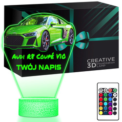LAMPKA NOCNA LED 3D AUDI R8 SAMOCHÓD prezent dla dziecka URODZINY statuetka + pilot