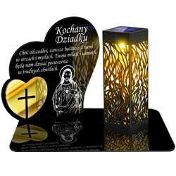 ZNICZ SOLARNY LED WIECZNY PODSTAWKA NA CMENTARZ GRÓB lampka Serce 3D DLA DZIADKA