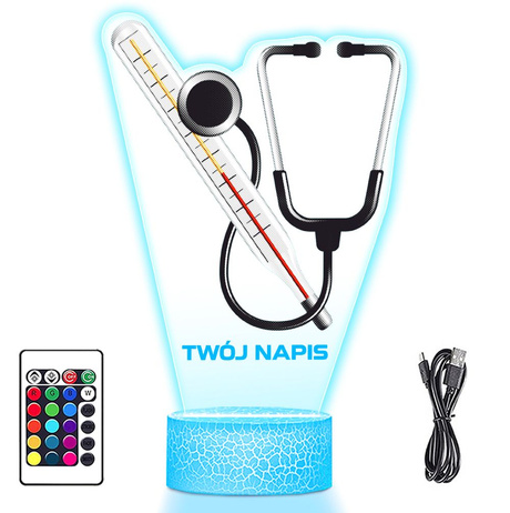 LAMPKA NOCNA LED 3D Służba Zdrowia dla Lekarza prezent dla dziecka URODZINY statuetka + pilot