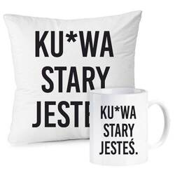 ZESTAW KUBEK I PODUSZKA DLA CHŁOPAKA KOLEGI KU*RWA STARY JESTEŚ NA PREZENT