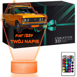 LAMPKA NOCNA LED 3D AUTO Fiat 125p prezent dla dziecka URODZINY statuetka + pilot