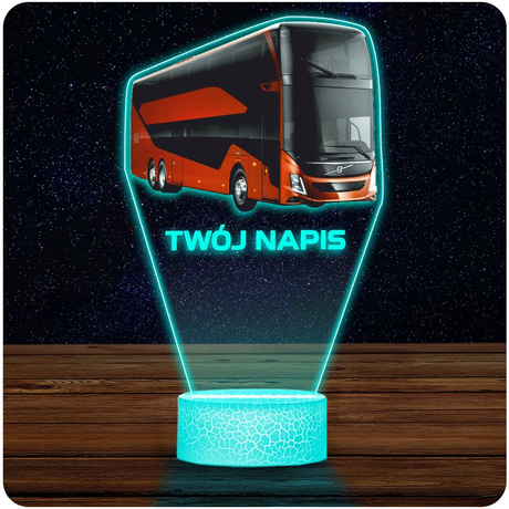 LAMPKA NOCNA LED 3D AUTOBUS AUTOKAR DLA KIEROWCY prezent dla dziecka URODZINY statuetka + pilot