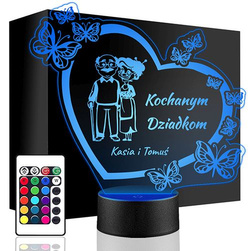 PREZENT DZIEŃ BABCI I DZIADKA NA LAMPKA NOCNA LED WIELOKOLOROWA z GRAWEREM