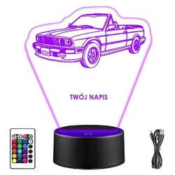 LAMPKA NOCNA LED BMW E325i AUTO AUTKO 3D + PILOT prezent URODZINY statuetka