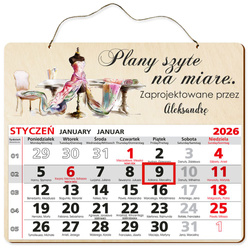 DREWNIANY KALENDARZ 2026 PREZENT KRAWCOWA KRAWIEC POD CHOINKĘ ŚWIĘTA