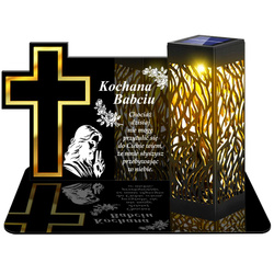 ZNICZ SOLARNY LED WIECZNY PODSTAWKA NA CMENTARZ GRÓB lampka Krzyż 3D DLA BABCI