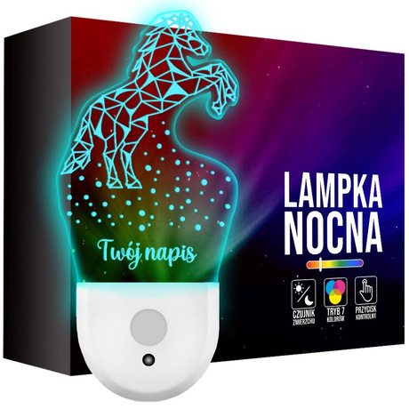Lampka Nocna LED dla Dziecka KOŃ KONIK kontaktu gniazdka CZUJNIK