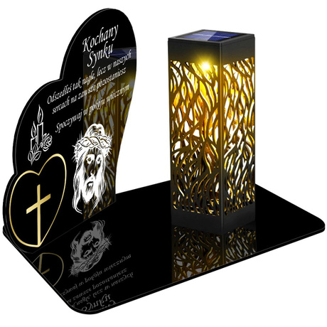 ZNICZ SOLARNY LED WIECZNY PODSTAWKA NA CMENTARZ GRÓB lampka Serce 3D DLA SYNA