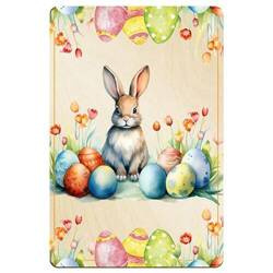 DREWNIANA KARTKA ŚWIĄTECZNA NA WIELKANOC WIELKANOCNA NA STÓŁ KOSZYK PREZENT