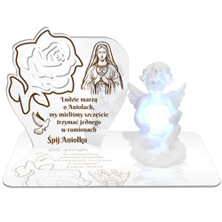 ZNICZ LED GRÓB Dziecka Córki Syna ANIOŁEK PODSTAWKA NA CMENTARZ BIAŁY ANIOŁ