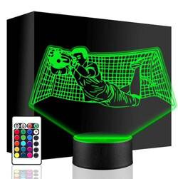 LAMPKA NOCNA LED BRAMKARZ PIŁKA NOŻNA 3D + PILOT prezent URODZINY statuetka