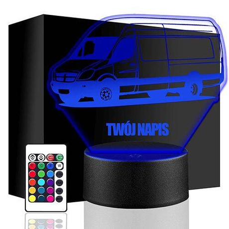 LAMPKA NOCNA LED AUTO DOSTAWCZE AUTKO 3D + PILOT prezent URODZINY statuetka