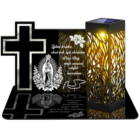 ZNICZ SOLARNY LED WIECZNY PODSTAWKA NA CMENTARZ GRÓB lampka Krzyż 3D
