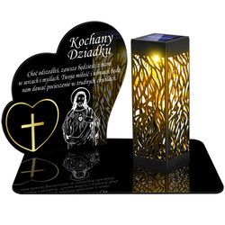 ZNICZ SOLARNY LED WIECZNY PODSTAWKA NA CMENTARZ GRÓB lampka Serce 3D DLA DZIADKÓW