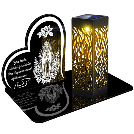 ZNICZ SOLARNY LED WIECZNY PODSTAWKA NA CMENTARZ GRÓB lampka Serce 3D 