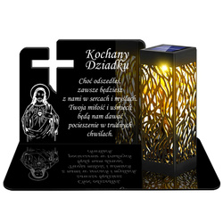 ZNICZ SOLARNY LED WIECZNY PODSTAWKA NA CMENTARZ GRÓB lampka Krzyż 3D DLA DZIADKA