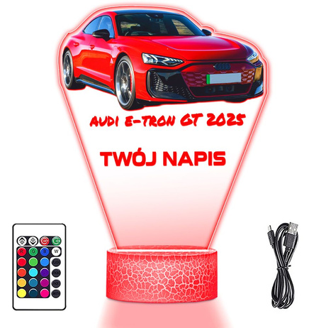 LAMPKA NOCNA LED 3D AUDI E-TRON SAMOCHÓD prezent dla dziecka URODZINY statuetka + pilot