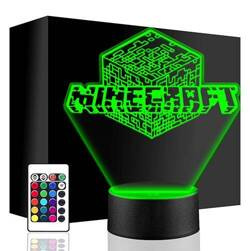 LAMPKA NOCNA LED MINECRAFT GRA 3D + PILOT prezent URODZINY statuetka