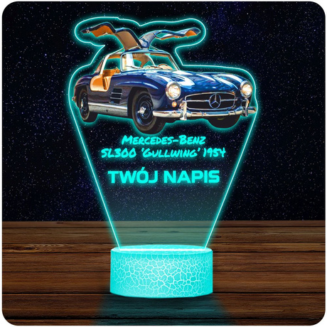 LAMPKA NOCNA LED 3D AUTO Mercedes-Benz SL 300 prezent dla dziecka URODZINY statuetka + pilot