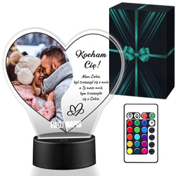 Lampka Nocna ramka Prezent na Walentynki chłopaka dziewczyny żony męża z personalizacją