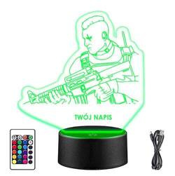 LAMPKA NOCNA LED ŻOŁNIERZ KARABIN 3D + PILOT prezent URODZINY statuetka