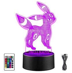 LAMPKA NOCNA LED POKEMON UMBREON 3D + PILOT prezent URODZINY statuetka