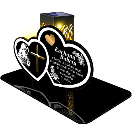 ZNICZ SOLARNY LED WIECZNY PODSTAWKA NA CMENTARZ GRÓB lampka Serce 3D DLA BABCI