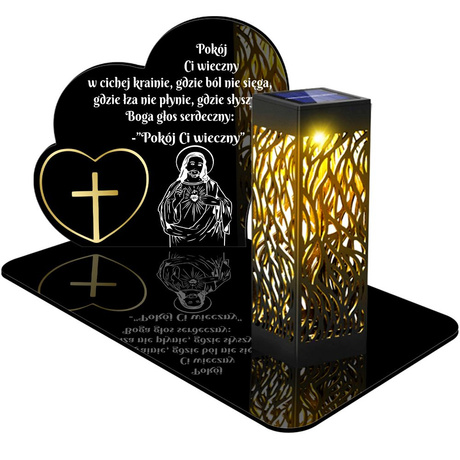 ZNICZ SOLARNY LED WIECZNY PODSTAWKA NA CMENTARZ GRÓB lampka Serce 3D