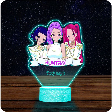 LAMPKA NOCNA LED 3D Imię Huntrix K-pop Łowczynie Demonów Rumi Mira Zoey + PILOT