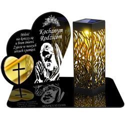 ZNICZ SOLARNY LED WIECZNY PODSTAWKA NA CMENTARZ GRÓB lampka Serce 3D DLA RODZICÓW