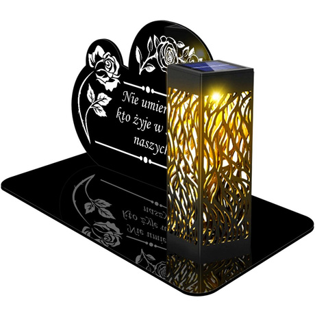 ZNICZ SOLARNY LED WIECZNY PODSTAWKA NA CMENTARZ GRÓB lampka Napis Serce 3D