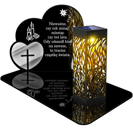 ZNICZ SOLARNY LED WIECZNY PODSTAWKA NA CMENTARZ GRÓB lampka Serce 3D