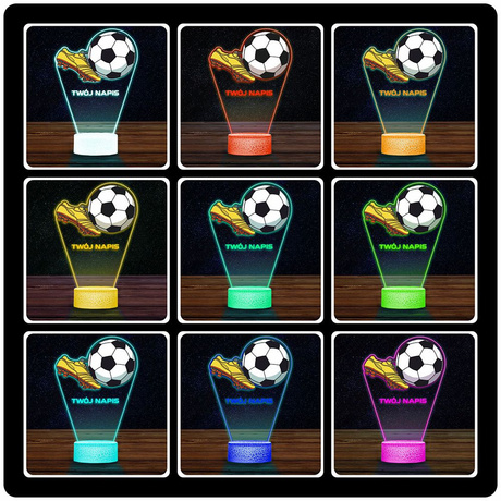 LAMPKA NOCNA LED 3D PIŁKA NOŻNA dla PIŁKARZA KORKI prezent dla dziecka URODZINY statuetka + pilot