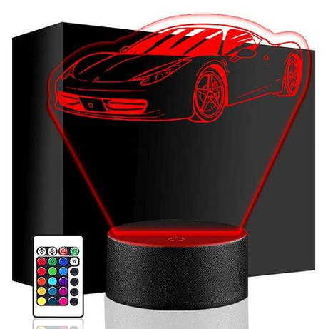 LAMPKA NOCNA LED FERRARI AUTO AUTKO 3D + PILOT prezent URODZINY statuetka