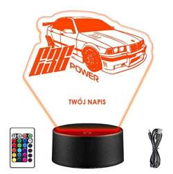 LAMPKA NOCNA LED BMW E36 M3 AUTO 3D + PILOT prezent URODZINY statuetka
