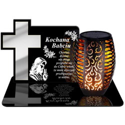 ZNICZ SOLARNY LED WIECZNY PODSTAWKA NA CMENTARZ GRÓB Krzyż EFEKT PŁOMIENIA DLA BABCI