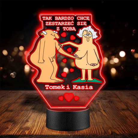 PREZENT NA WALENTYNKI - piękna statuetka personalizowany męża żony chłopaka LAMPKA NOCNA LED