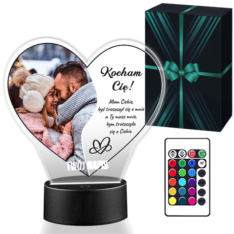 Lampka Nocna ramka Prezent na Walentynki chłopaka dziewczyny żony męża z personalizacją