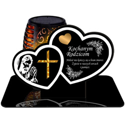 ZNICZ SOLARNY LED WIECZNY PODSTAWKA NA CMENTARZ GRÓB Serce EFEKT PŁOMIENIA DLA RODZICÓW