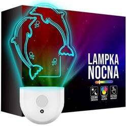 Lampka Nocna LED dla Dzieci DELFINKI DELFIN do kontaktu gniazdka CZUJNIK