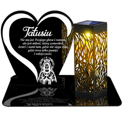 ZNICZ SOLARNY LED WIECZNY PODSTAWKA NA CMENTARZ GRÓB lampka Napis Serce 3D DLA TATY