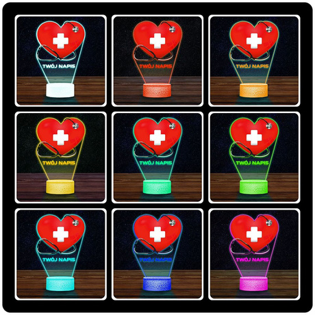 LAMPKA NOCNA LED 3D Służba Zdrowia dla Lekarza prezent dla dziecka URODZINY statuetka + pilot