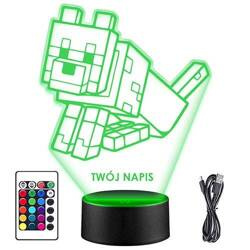 LAMPKA NOCNA LED PIES MINECRAFT GRA 3D + PILOT prezent URODZINY statuetka