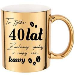 KUBEK ZŁOTY BŁYSZCZĄCY NA PREZENT URODZINY 18 20 30 40 50 60 LAT ŻONY MĘŻA
