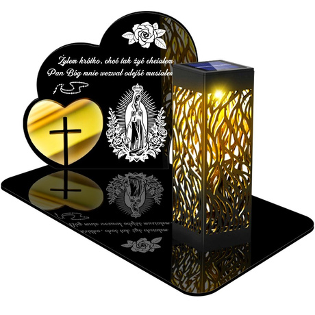 ZNICZ SOLARNY LED WIECZNY PODSTAWKA NA CMENTARZ GRÓB lampka Serce 3D 