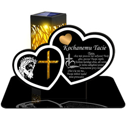 ZNICZ SOLARNY LED WIECZNY PODSTAWKA NA CMENTARZ GRÓB lampka Serce 3D DLA TATY